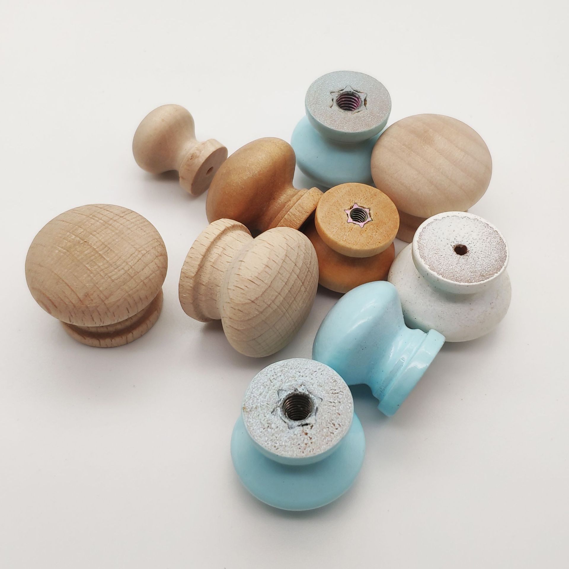 Round Mushroom Shape Wooden Handles Cabinet Drawer Knobs Drawer Pulls