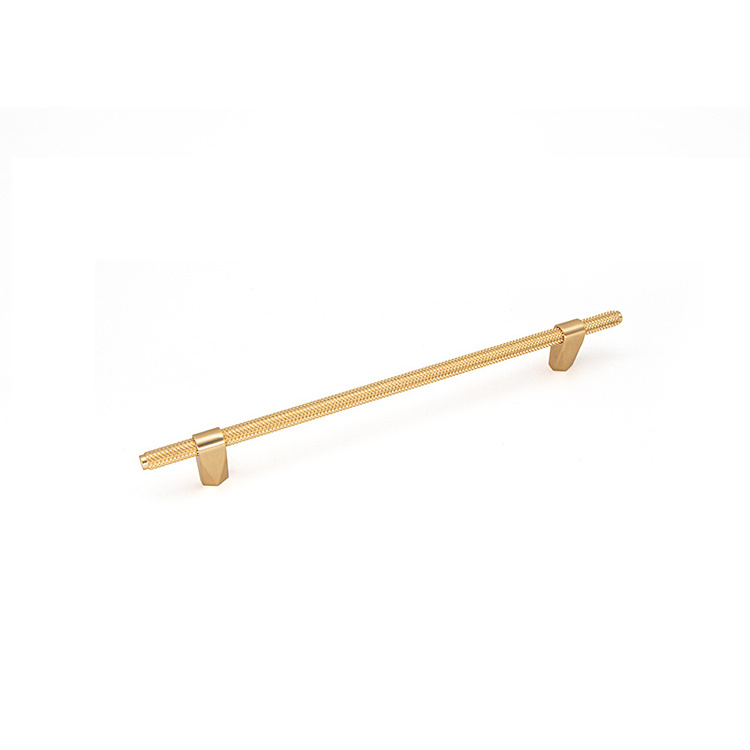 Brushed Gold T Bar Kitchen Cabinet Hardware Handles Solid Brass Knurled Bar Pulls Aluminum Alloy Modern Furniture Handle & Knob