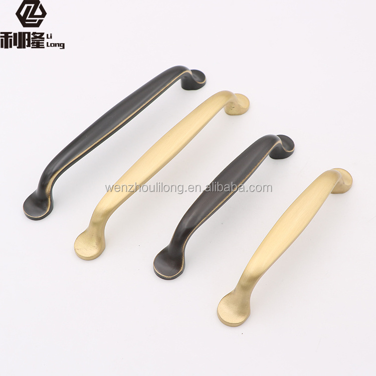 Copper Solid Cabinet Furniture Hardware Brass Cupboard Door Pull Handles Bronze Wardrobe Cabinet Handles Gold Modern Oval