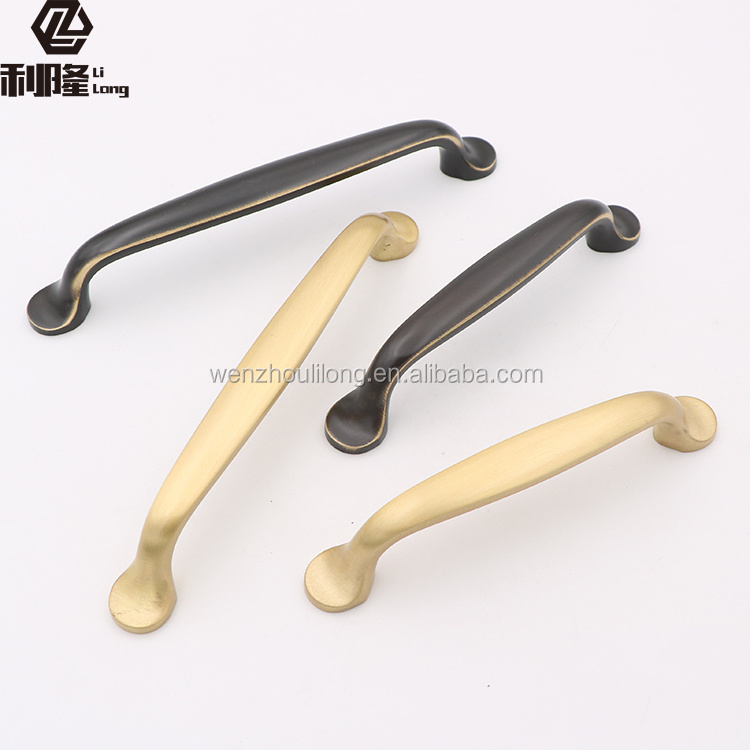 Copper Solid Cabinet Furniture Hardware Brass Cupboard Door Pull Handles Bronze Wardrobe Cabinet Handles Gold Modern Oval