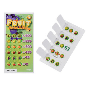 Bingocustom colorful print pull tab ticket bingo lottery card ticket pull tab win card tear off open card lottery ticket