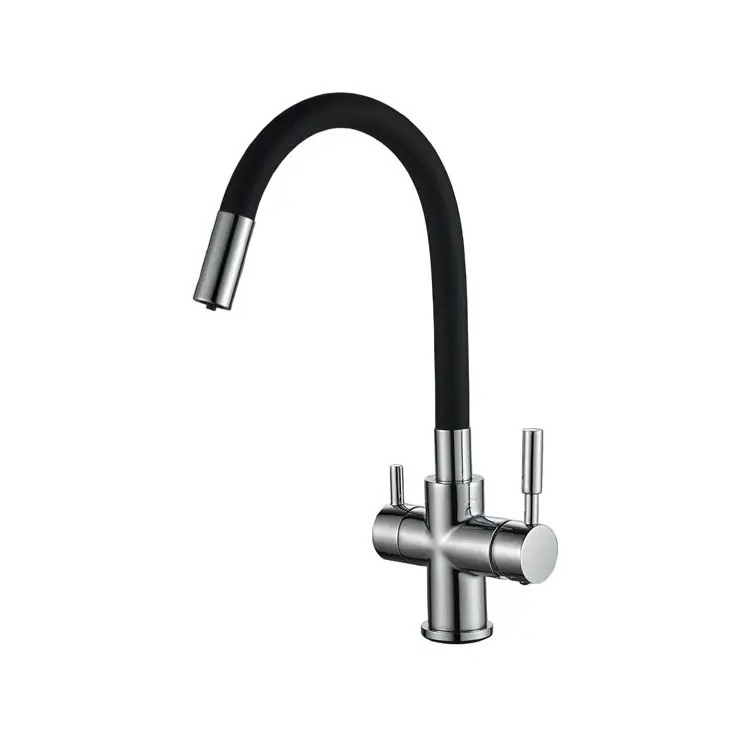 Brass brushed body round vintage purifier water hot cold mixer kitchen faucet 3 way kitchen faucets, mixers