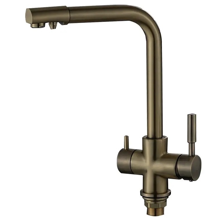 Bronze Brass 3 in 1 Dual handle drinking water chrome 3 way kitchen filter faucet