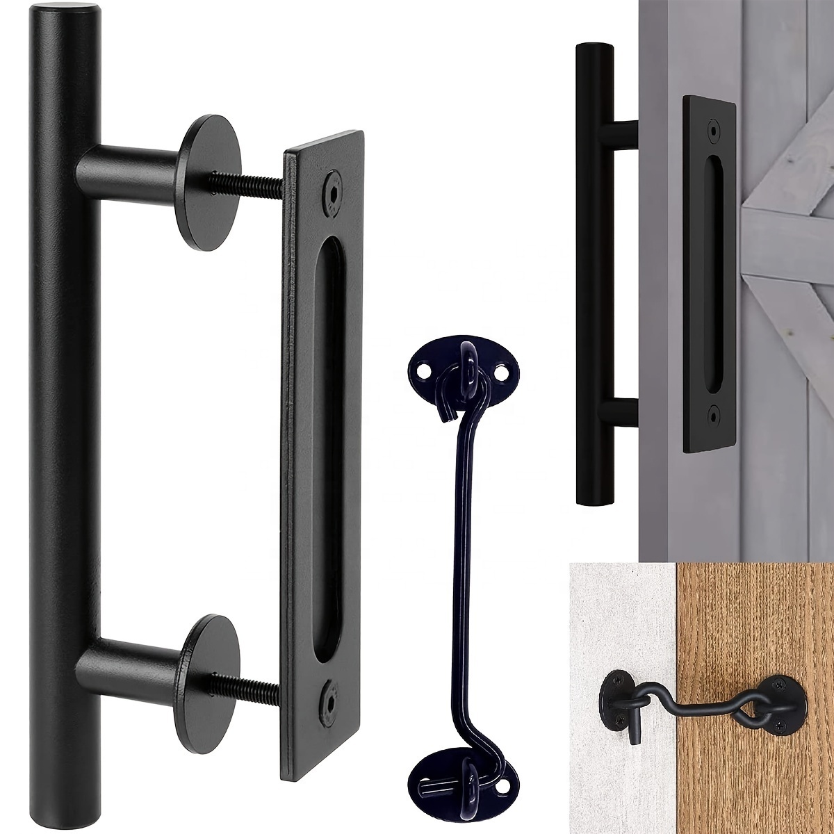 Heavy Duty Rust-Proof Barn Door Handle Set - Includes Door Latch & Hardware for Indoor/Outdoor Sliding Doors!