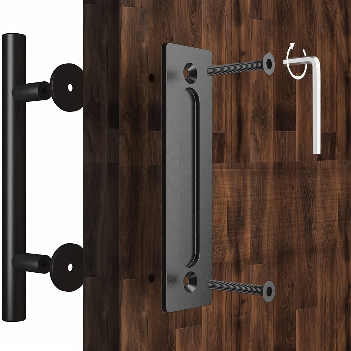 Heavy Duty Rust-Proof Barn Door Handle Set - Includes Door Latch & Hardware for Indoor/Outdoor Sliding Doors!