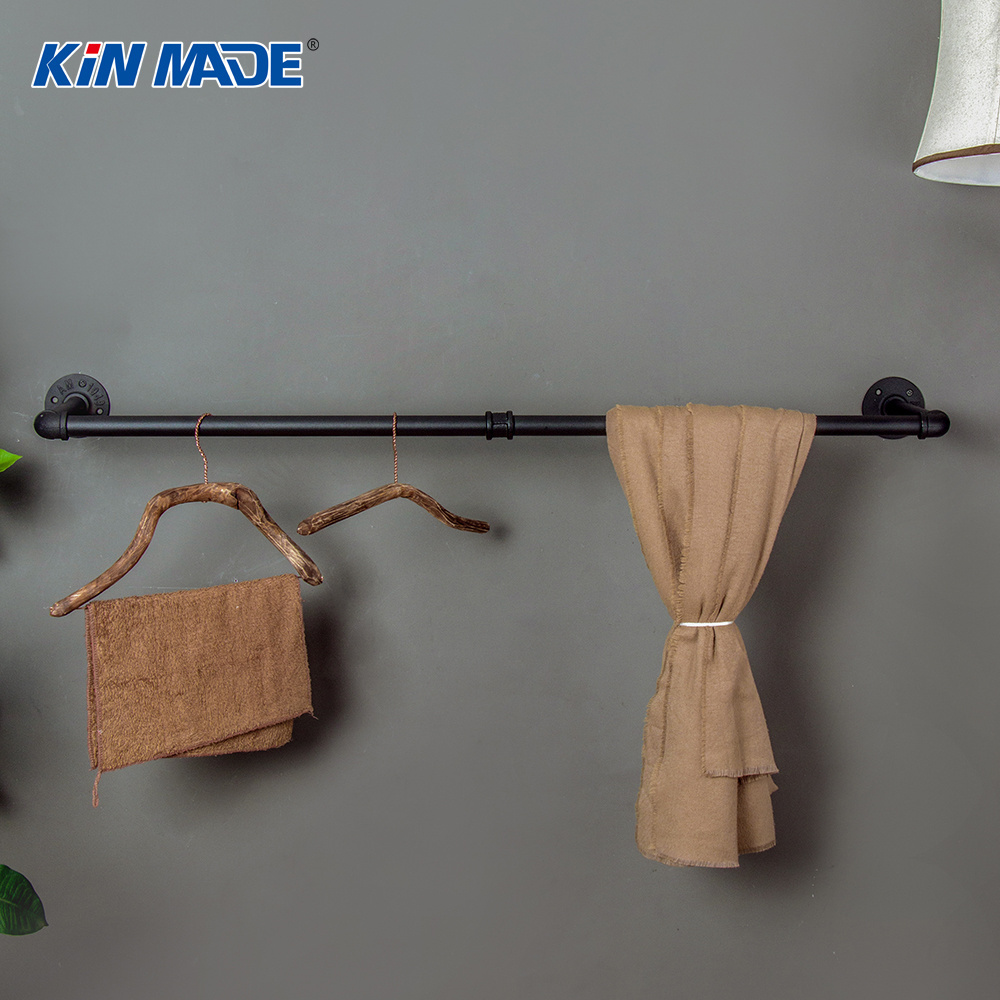 Industrial Pipe Wall Mounted Clothes Hanging Shelves System,Metal Clothing Towel Rack,Retail Pipe Rack Perfect For Display