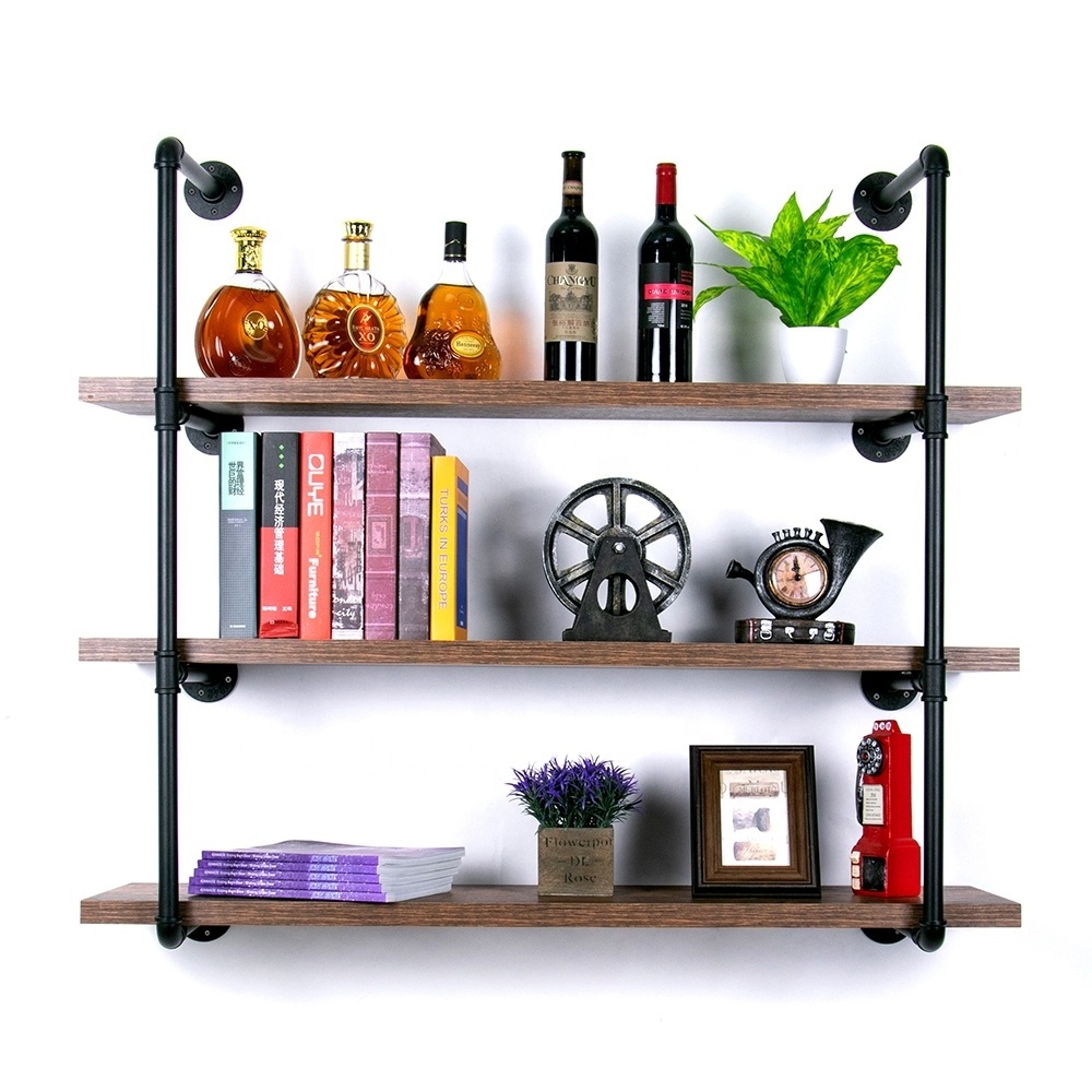 Industrial Pipe Shelving Wall Mount DIY Farmhouse Decor Pipe Shelf Brackets Floating Shelves Bookshelf Storage