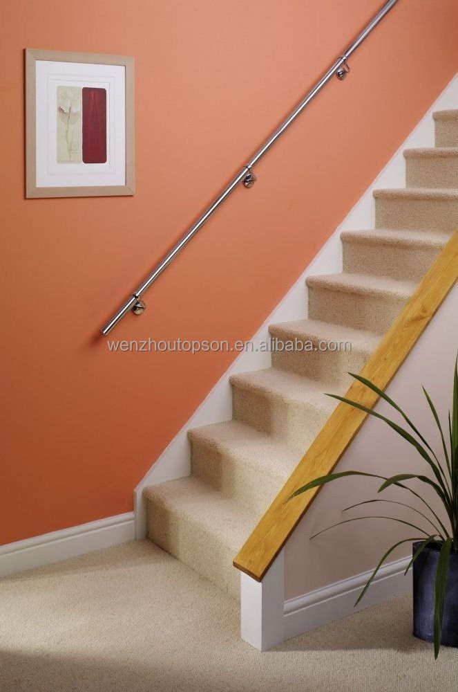 Kinmade Stainless Steel Staircase Handrail DIY Kit Wall Mounted Handrail with Curved Brackets