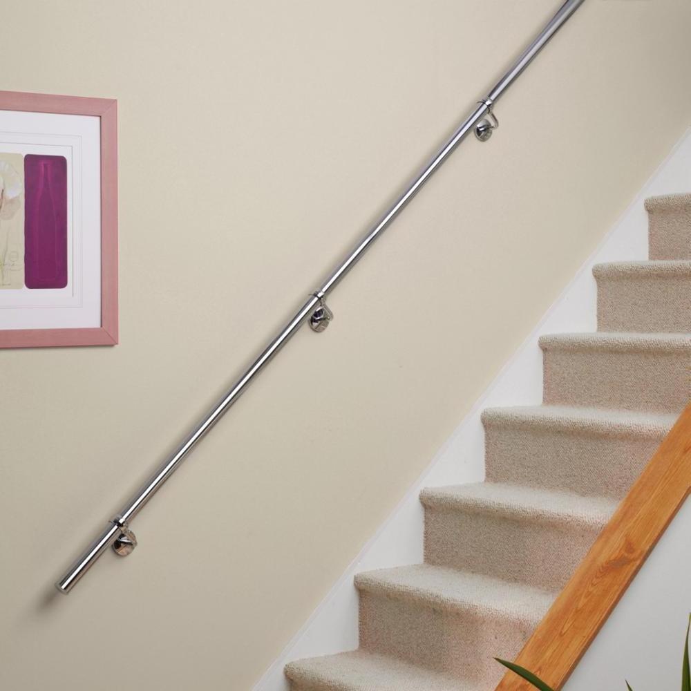 Kinmade Stainless Steel Staircase Handrail DIY Kit Wall Mounted Handrail with Curved Brackets