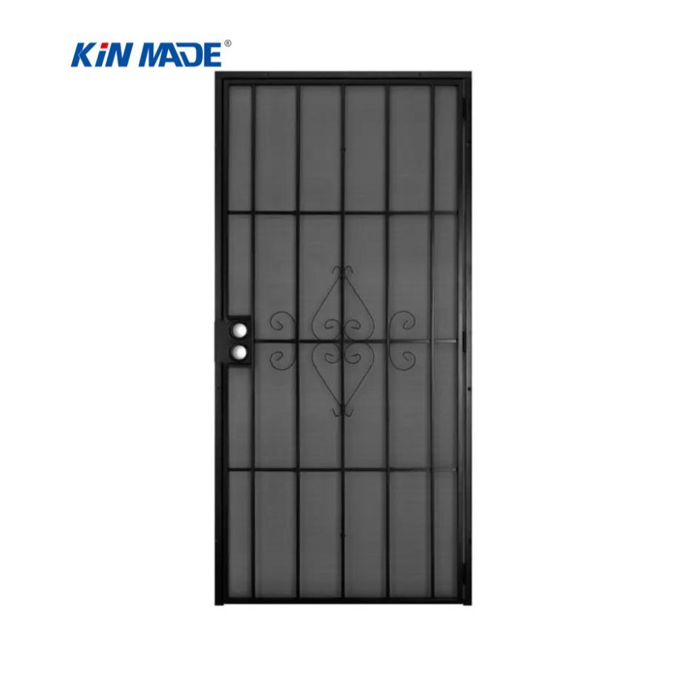 Black Surface Mount Outswing Steel Security Door with Expanded Metal Screen