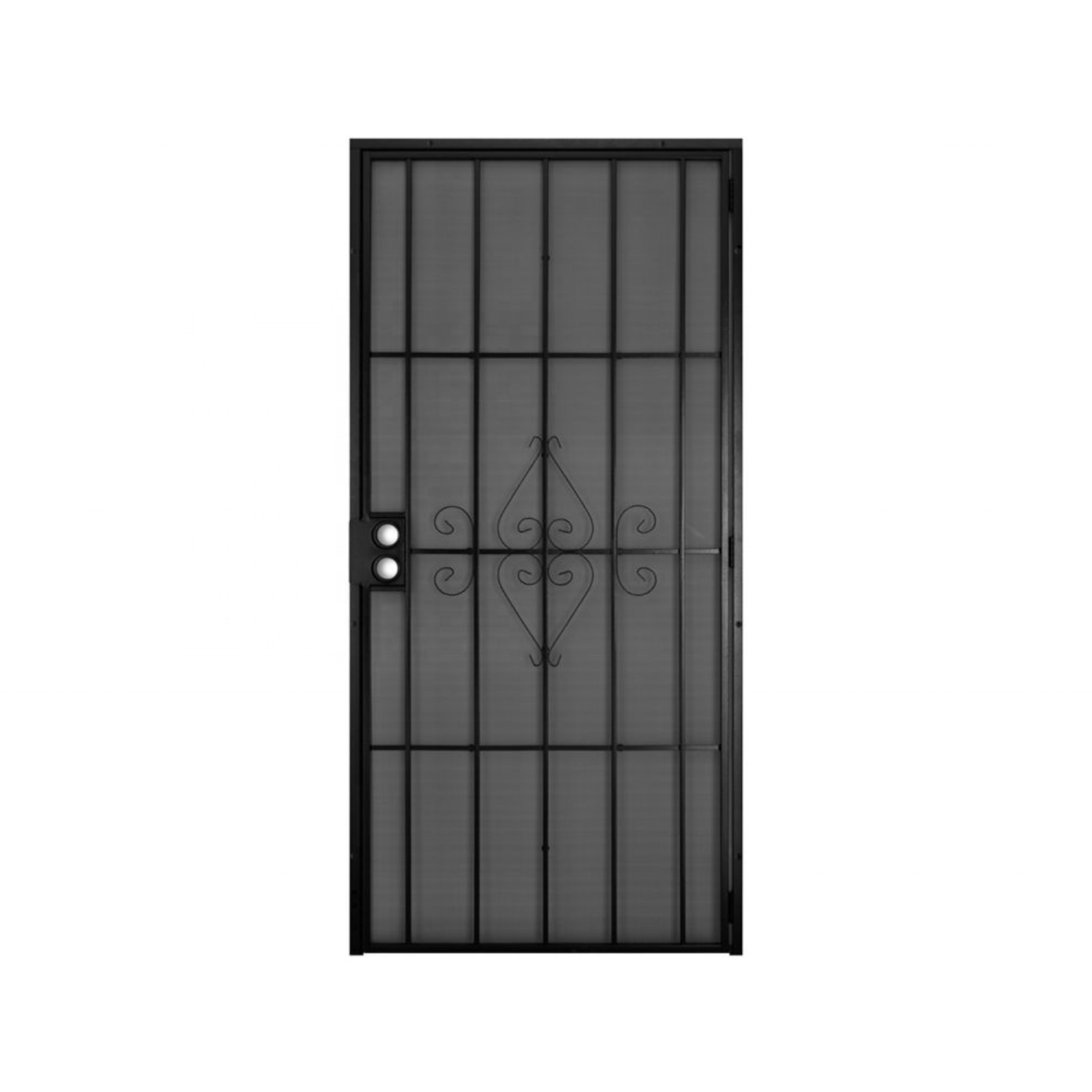 Black Surface Mount Outswing Steel Security Door with Expanded Metal Screen