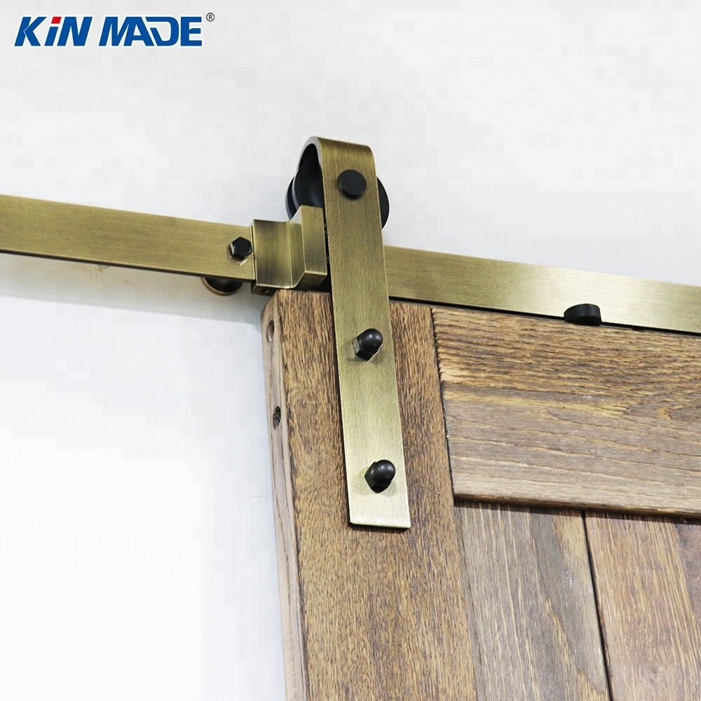 KINMADE soundproof interior sliding barn doors Hardware for house Steel Track Closet Wood Sliding System barn door & track