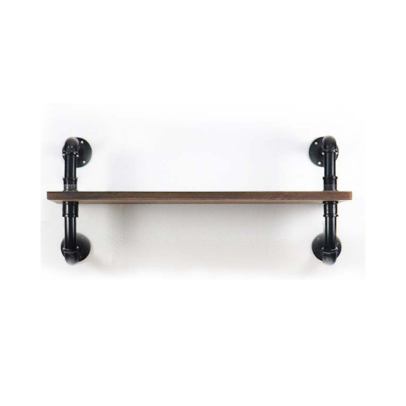 Industrial Wall Mounted Shelf Bracket Floating Pipe Shelf Rustic Shelf Rack with Black Iron Pipe 1-6 Tier