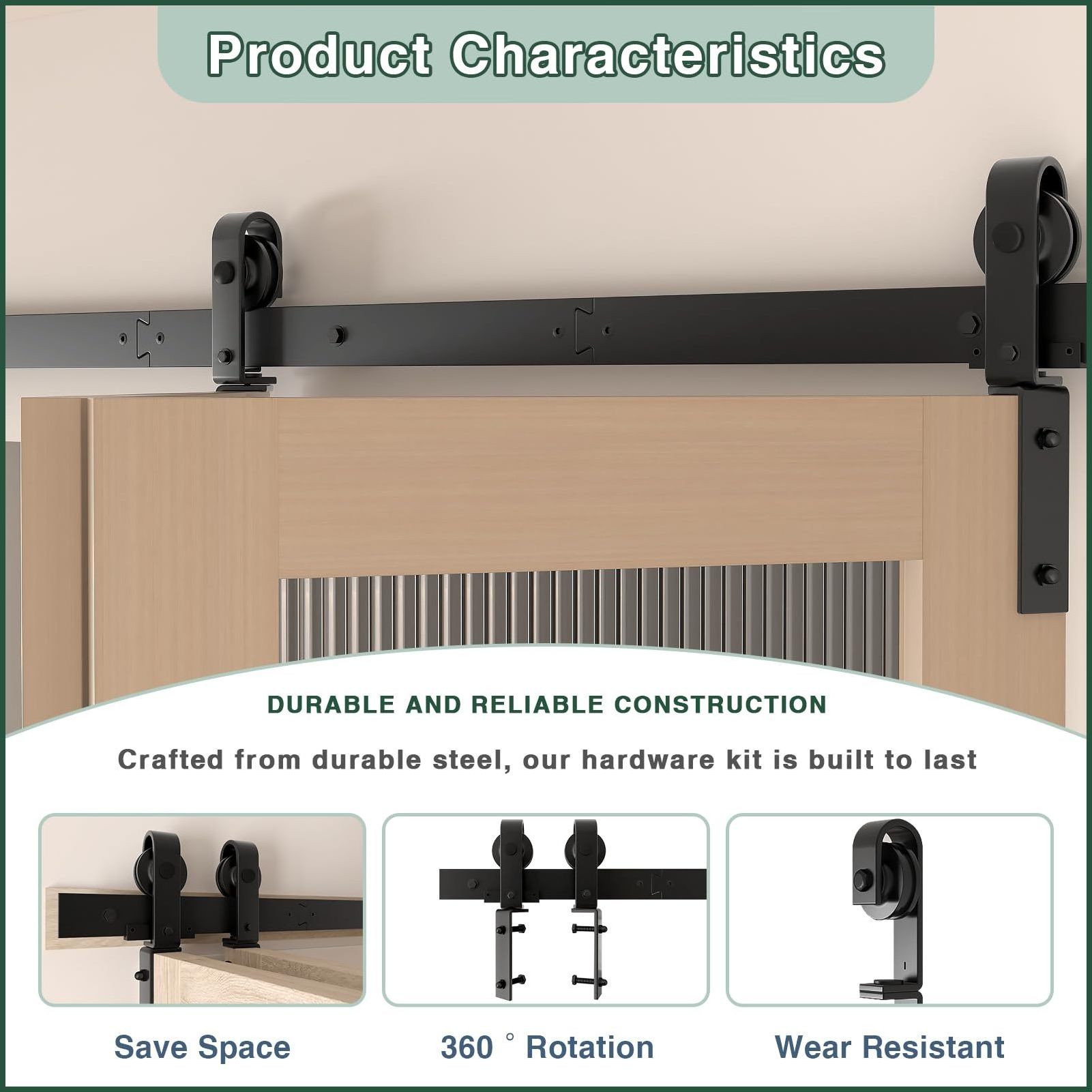 Interior Bi Fold Sliding Top Mount Double Barn Door Hardware