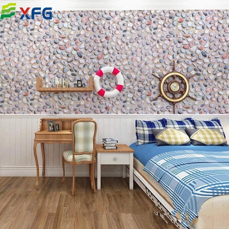 Peel and stick vinyl stone wall contact paper removable pvc adhesive wallpaper rolls for kids' bedroom living room deco