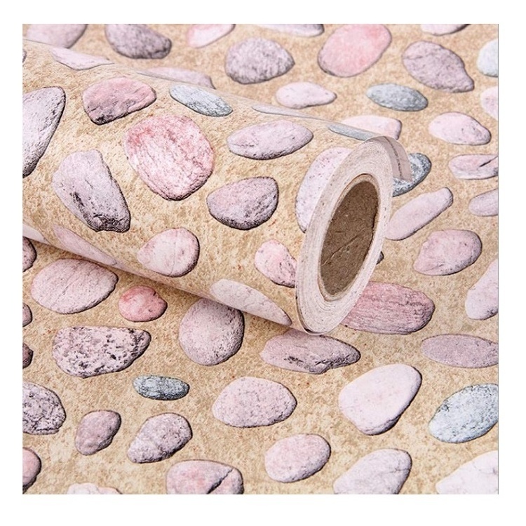 Peel and stick vinyl stone wall contact paper removable pvc adhesive wallpaper rolls for kids' bedroom living room deco