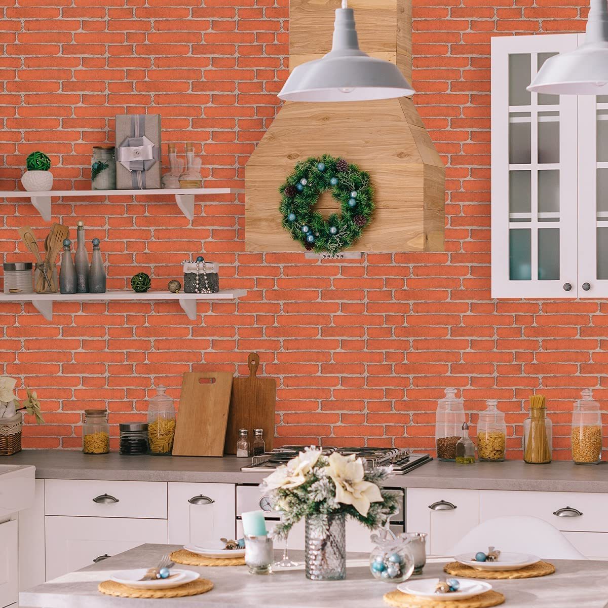 Brick Wallpaper Peel and Stick 45x10m Removable Faux Brick Paper for Bedroom Self-Adhesive Stick on Wallpaper