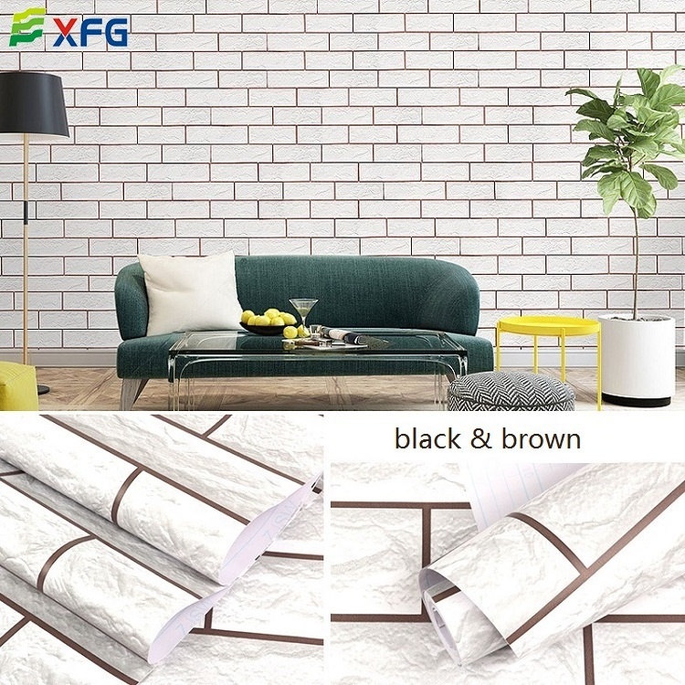 3d adhesive mural nature wall sticker black white red pvc emboss brick wallpaper for home living room bedroom decoration