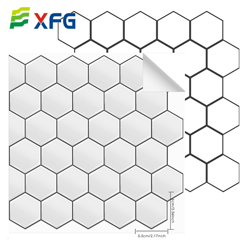 BSCI Factory Mosaic Wall Tile Stickers Peel and Stick Wall Sticker White Marble Subway Wall Tile 3D Decal For Kitchen Bathroom