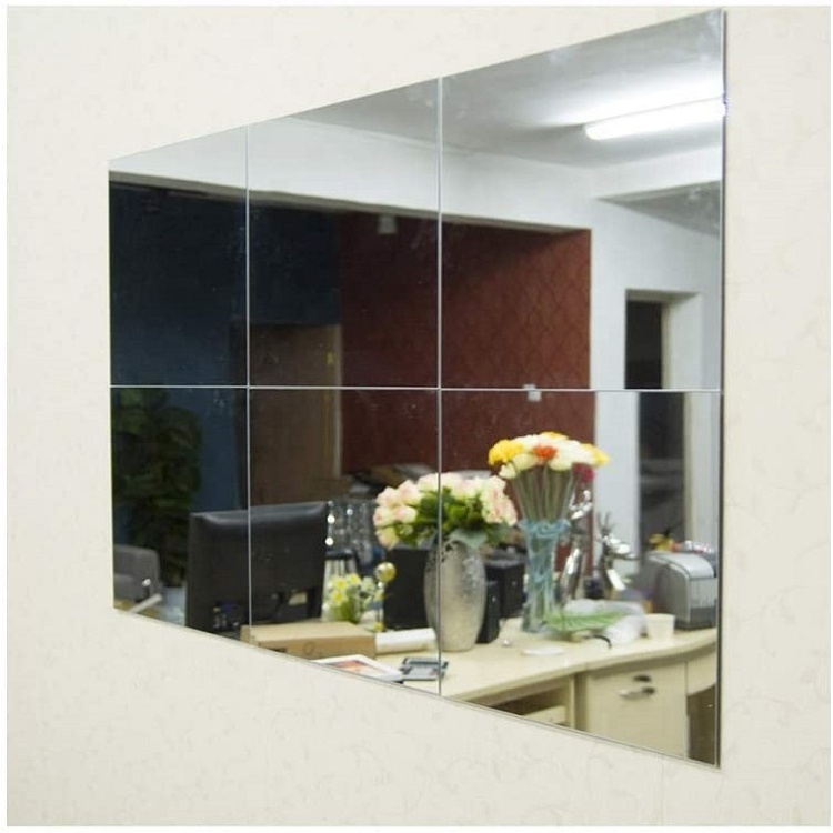 2021 custom acrylic mirror window stick adhesive pet home decor non glass mirror sticker for bathroom deco modern