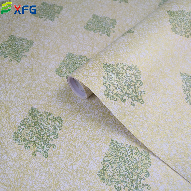 Self-adhesive 3d green grey contact paper pvc removable floral wallpaper design for home living room bedroom decoration