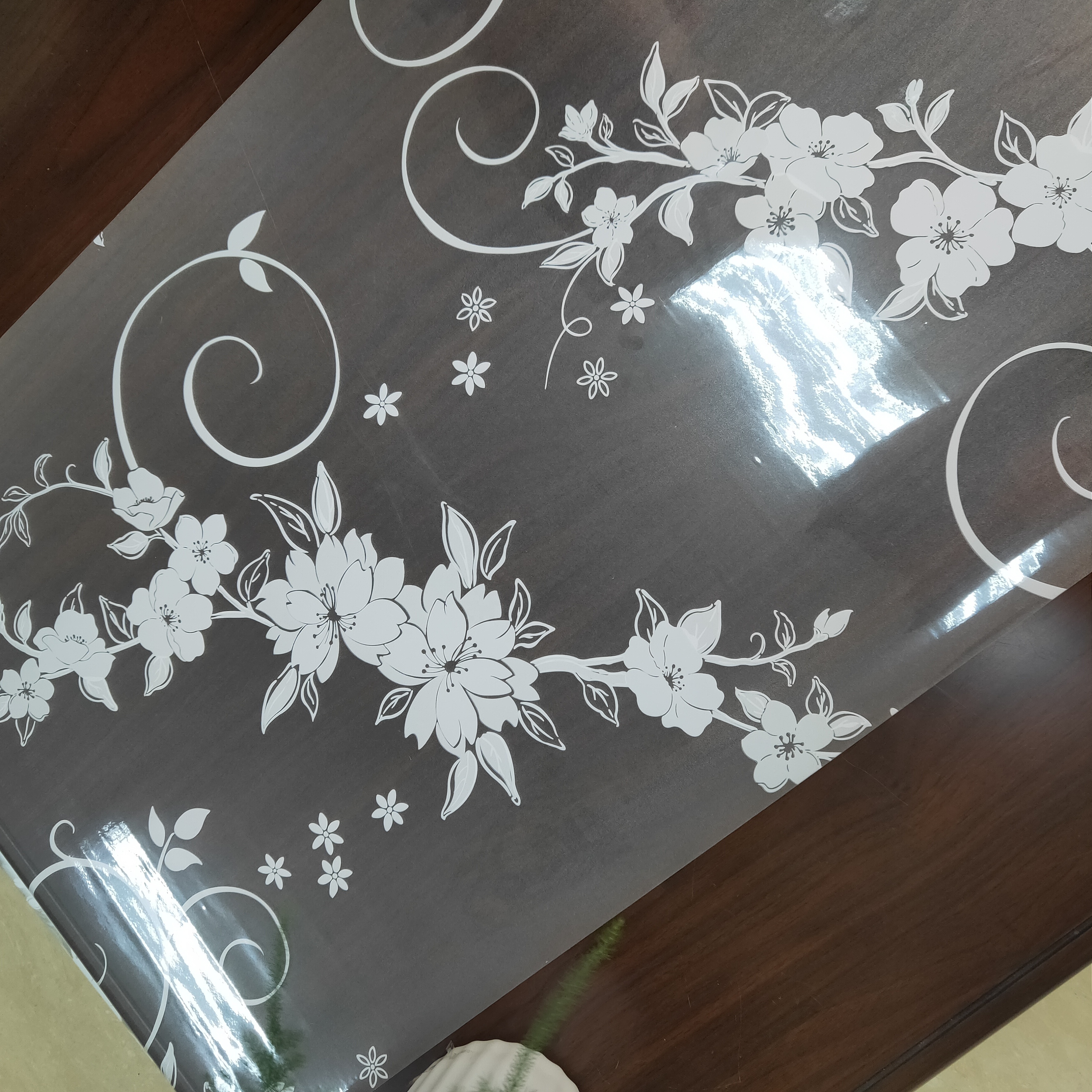 PVC frosted opaque decorative adhesive window film sticker with flower pattern glass film for home decoration