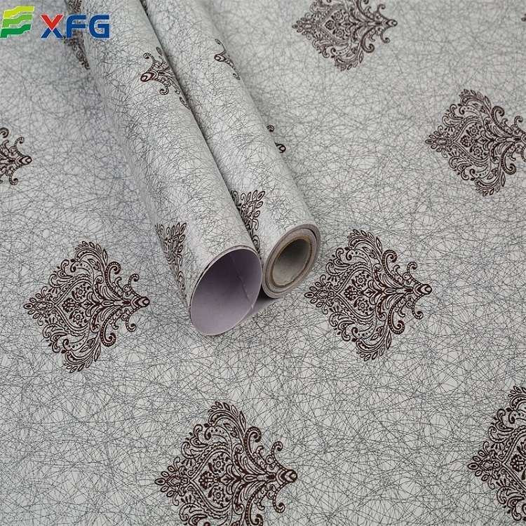 Self-adhesive 3d green grey contact paper pvc removable floral wallpaper design for home living room bedroom decoration