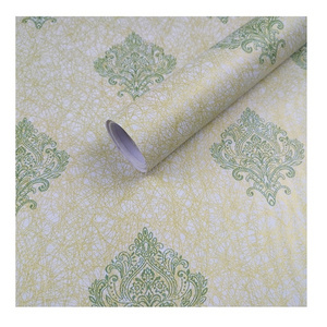 Self-adhesive 3d green grey contact paper pvc removable floral wallpaper design for home living room bedroom decoration