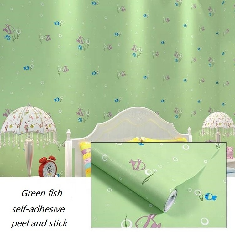 Waterproof Contact Paper Wall Sticker Adhesive Pink Fish Wallpaper Room Vinyl Kids Designs for Girls and Boys Bedroom Decor