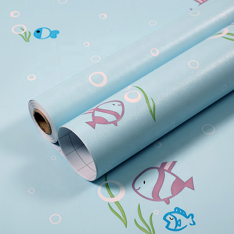 Waterproof Contact Paper Wall Sticker Adhesive Pink Fish Wallpaper Room Vinyl Kids Designs for Girls and Boys Bedroom Decor