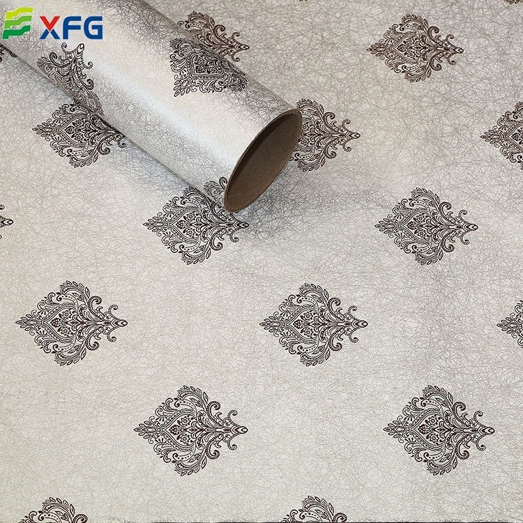 Self-adhesive 3d green grey contact paper pvc removable floral wallpaper design for home living room bedroom decoration