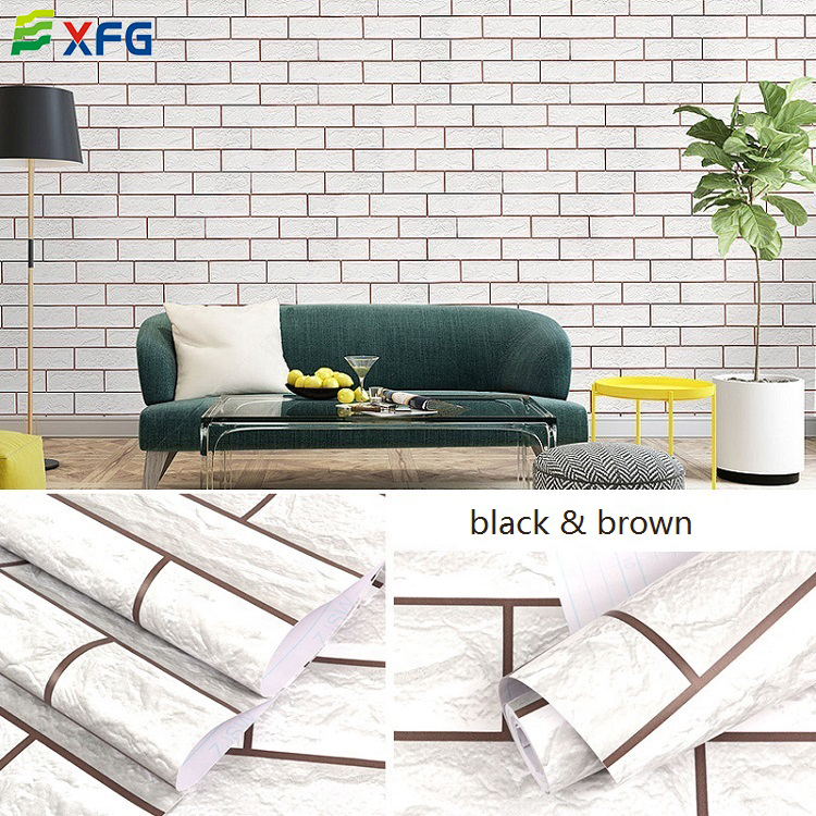 Red Brick Wallpaper Wall Decoration Stone Adhesive Contact Paper Chinese Factory Wholesale 3d for Bedroom House Home Black 30019