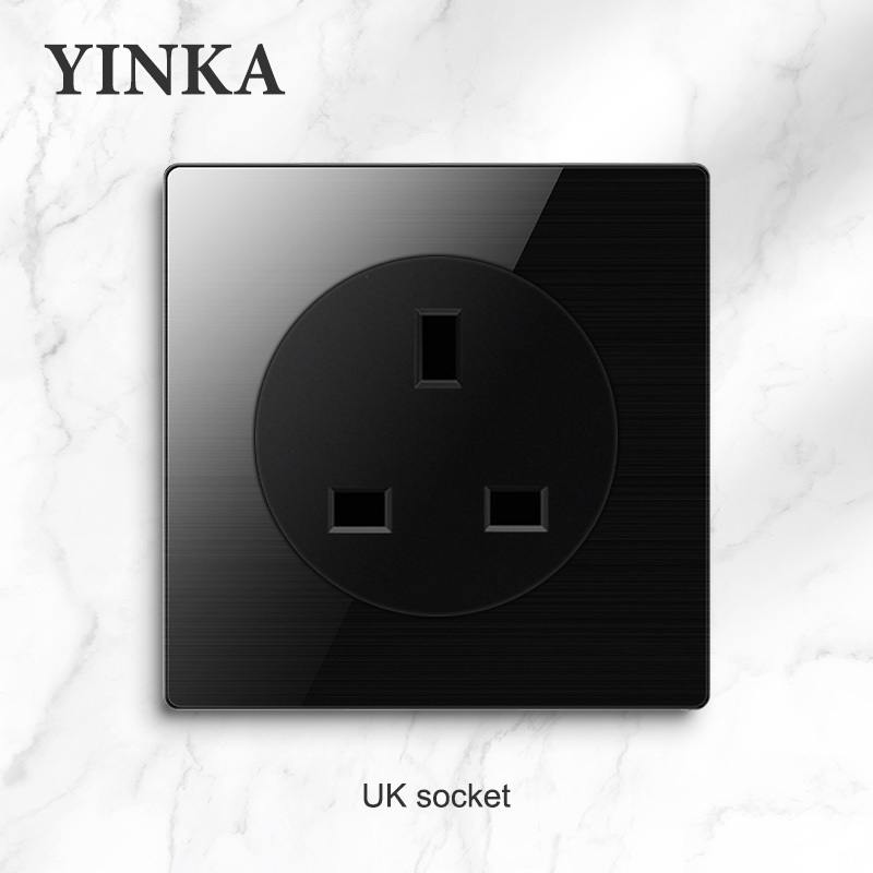 YINKA Customized Newest Luxury Wall Switch Type 86 British Standard Socket 3mm Thickness Glass 4 Gang Switch Panel