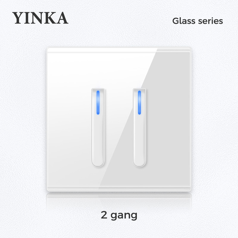 YINKA Whole House Custom White Tempered Glass Decoration Wall 250V Electric LED Light Switch Touch