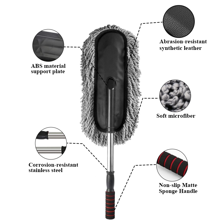 Hot Sale Multifunctional Portable Retractable Long Handle Auto Microfiber Brush For Exterior Cleaning