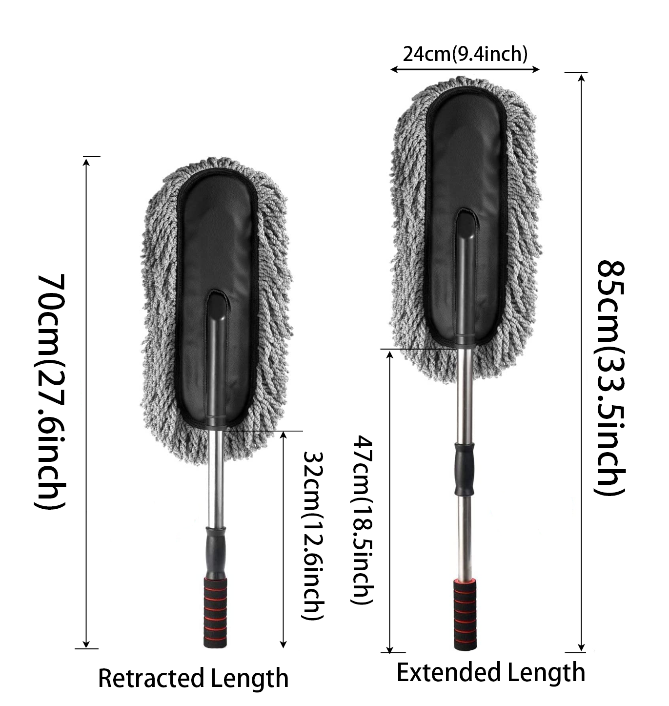 Hot Sale Multifunctional Portable Retractable Long Handle Auto Microfiber Brush For Exterior Cleaning