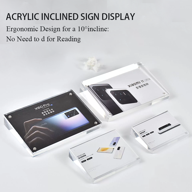 5.5*9cm Transparent Counter Top Stand Magnetic Acrylic Price Display Sign Holder For Retail Cell Phone Stores