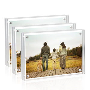 4x6 Inches Modern Clear Freestanding Double Side Magnetic Frameless Acrylic Photo Frame