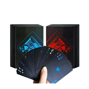 2024 Custom Creative Gift Durable Frosted Poker High Quality Plastic PVC Poker Waterproof Black Playing Card Wholesale