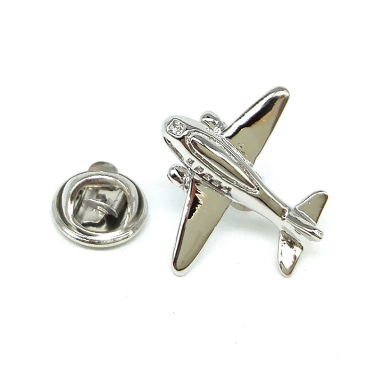 3d design airplane shaped metal enamel lapel pin