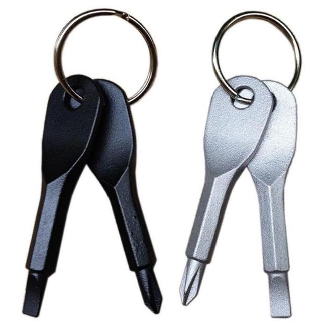 Factory Price Mini Slot Type Screwdriver and Cross Screwdriver Multi-tool Metal Keychain