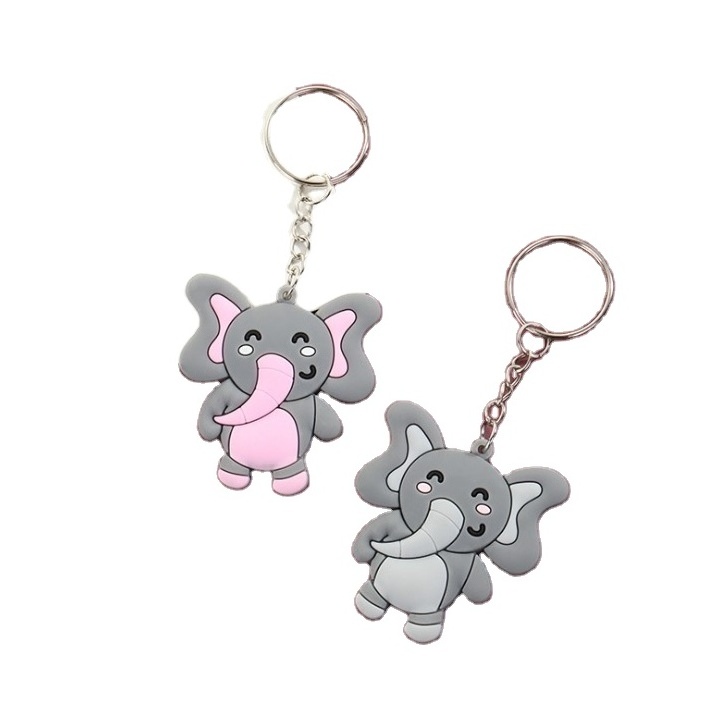 Factory Price 3D Soft PVC Rubber Plastic Cartoon Animal Elephant Bear Dairy Cow Keychain