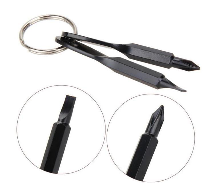 Factory Price Mini Slot Type Screwdriver and Cross Screwdriver Multi-tool Metal Keychain