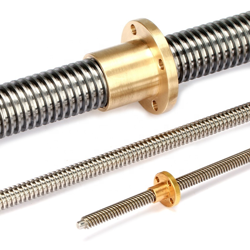 CNC T5 T6 T8 T10 T12 Stainless Steel Trapezoidal Screw Threaded Rod Self Reversing Trapezoidal Lead Screw and Nut