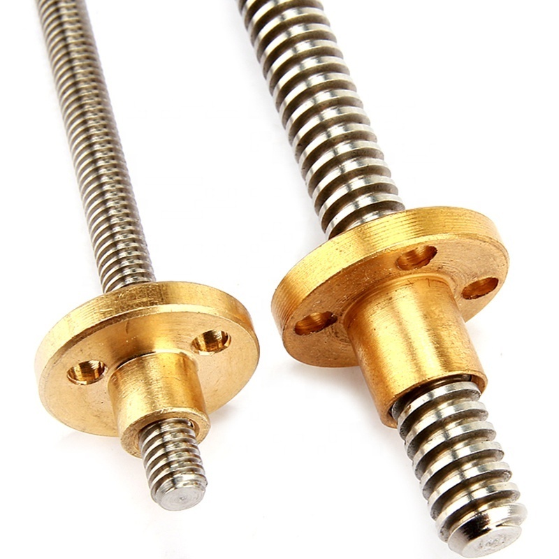 CNC T5 T6 T8 T10 T12 Stainless Steel Trapezoidal Screw Threaded Rod Self Reversing Trapezoidal Lead Screw and Nut