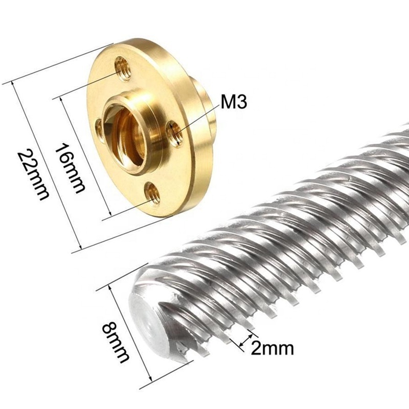 CNC T5 T6 T8 T10 T12 Stainless Steel Trapezoidal Screw Threaded Rod Self Reversing Trapezoidal Lead Screw and Nut