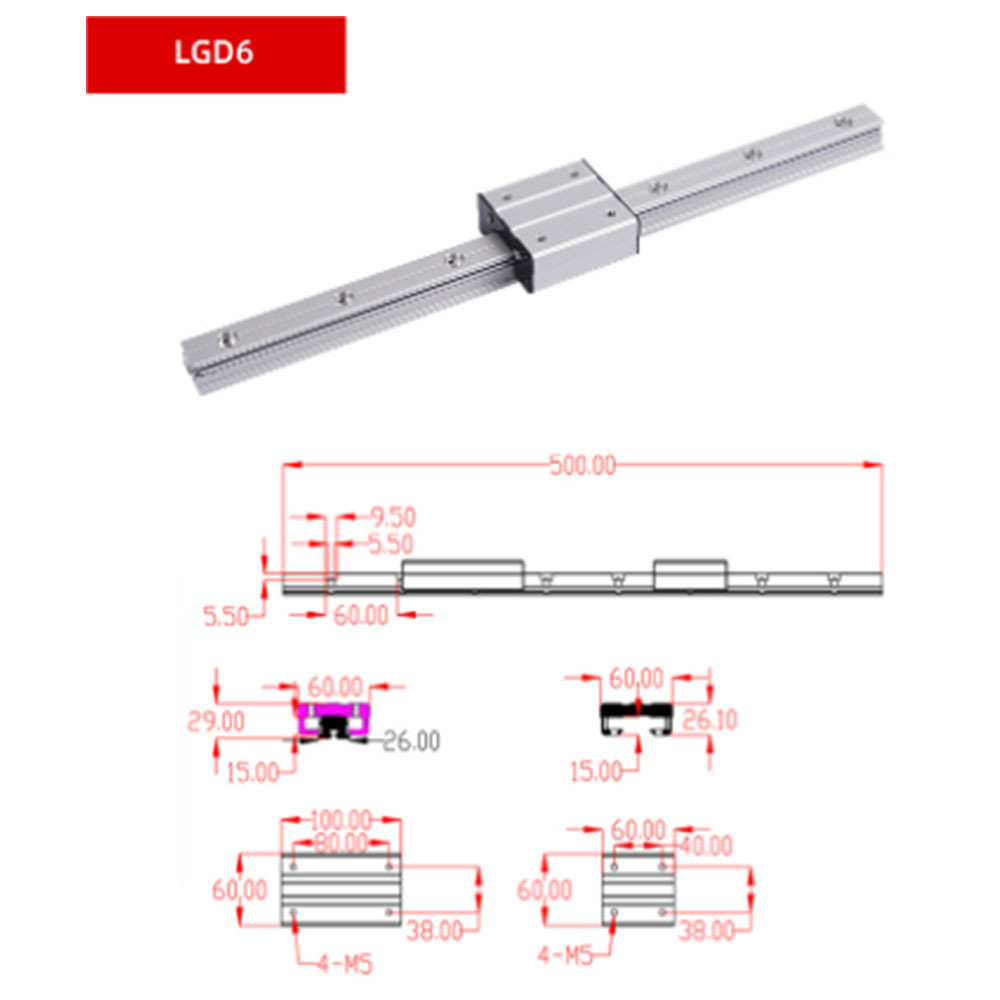 Dual-shaft Linear guide LGD Series Heavy duty Double Axis Roller Guide Rail and 4 6 Wheels Block LGD6 LGD16