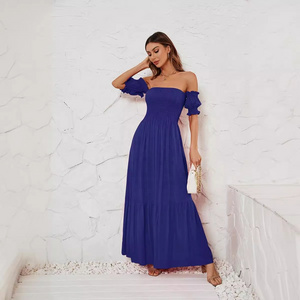 Fashion Custom Lady Ruffle Dress Elegant Casual Summer Women Midi Sun Chiffon Dress