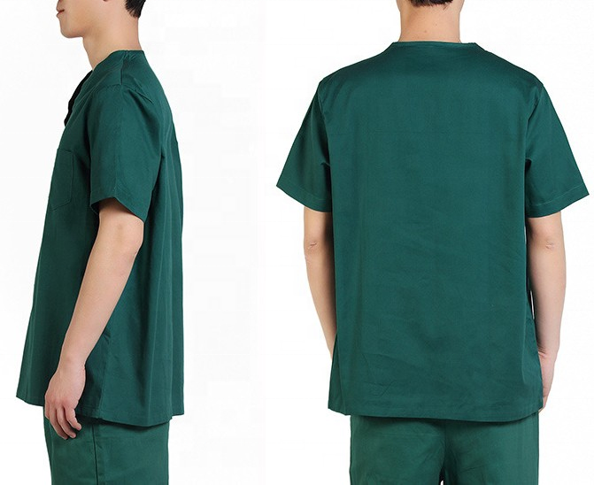 Short Sleeved Men's Summer Scrubs Top in V-Neck