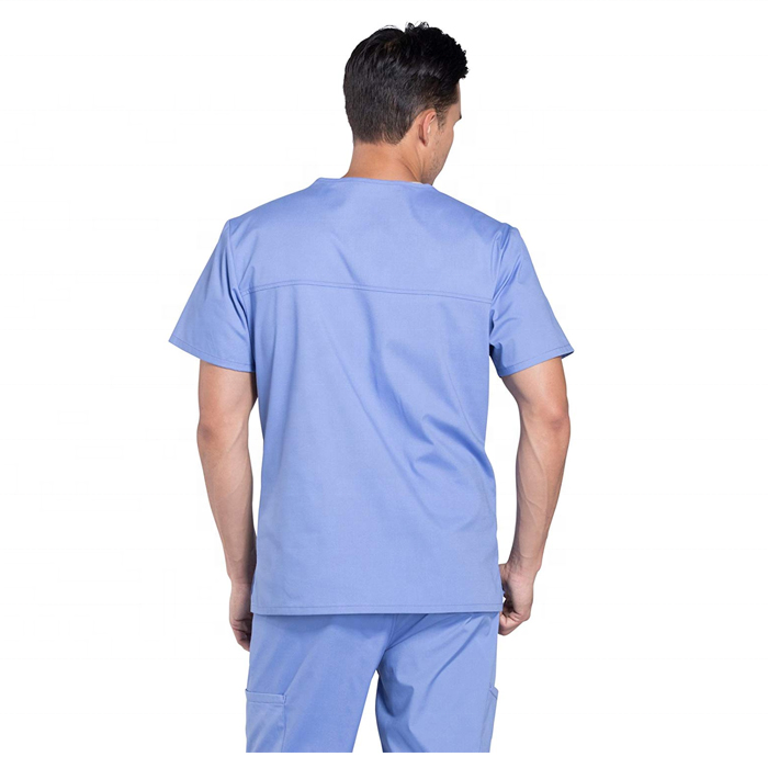 Short Sleeved Men's Summer Scrubs Top in V-Neck